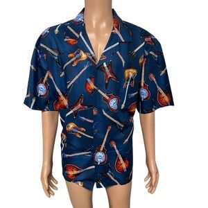Pacific Legend Guitar Print Shirt Men’s Blue 2XL Cotton Made in USA NWT